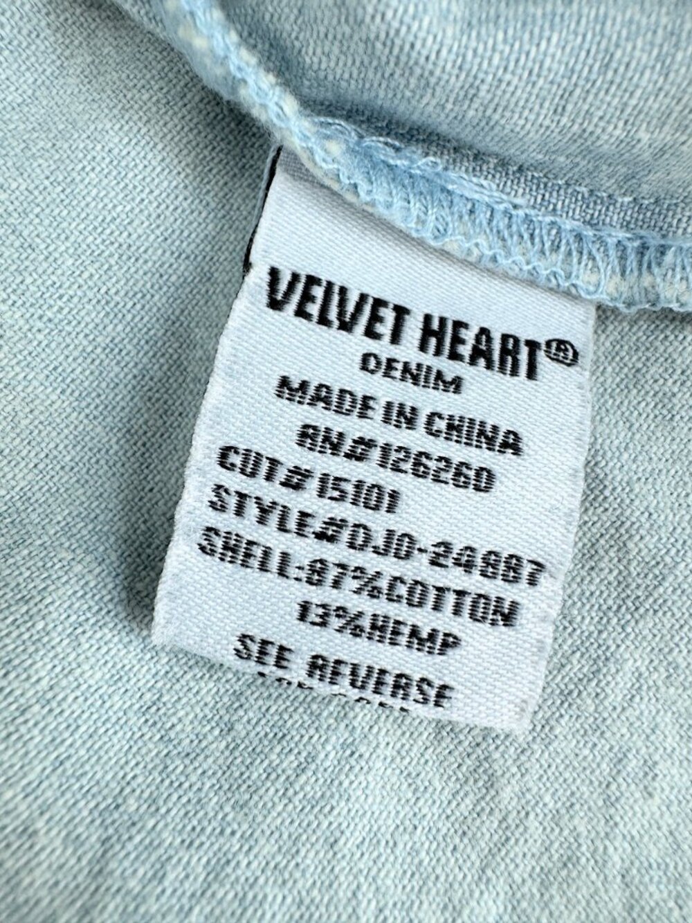 Velvet Heart Cotton Tie Front Peplum Shirt Puff Sleeve Chambray NWT M - Picture 8 of 8